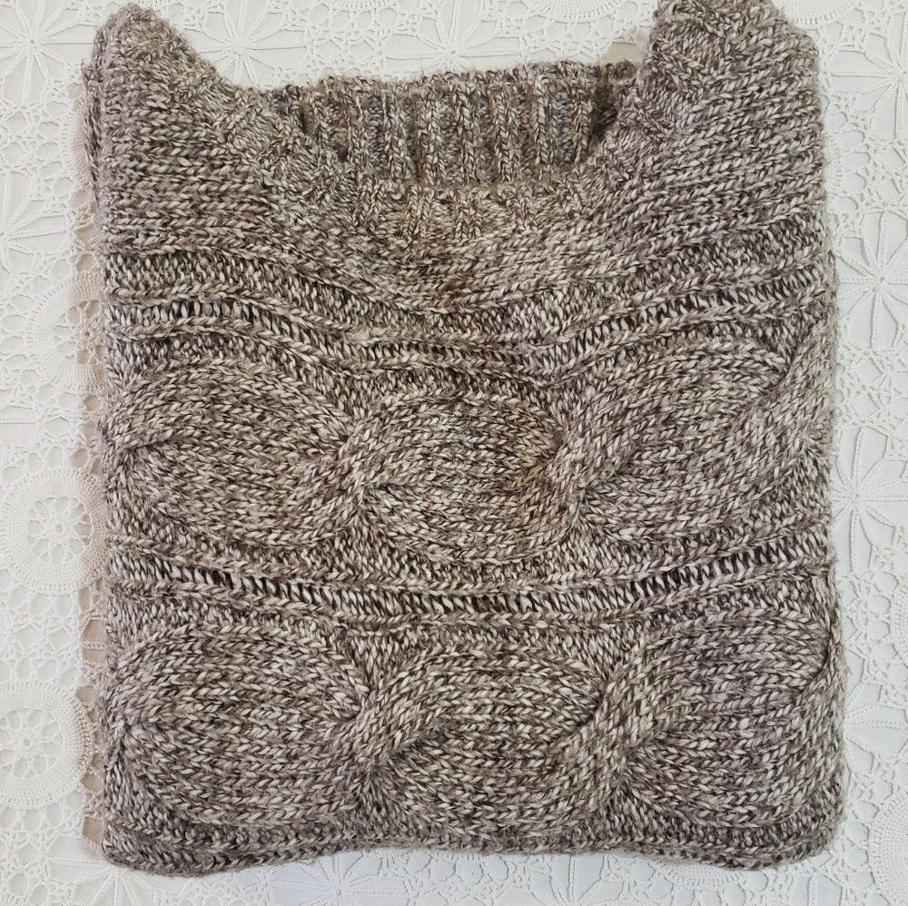 Cable sweater, taupe, American Rag, Sz L